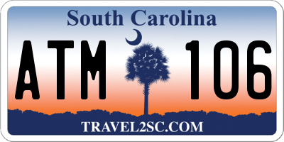SC license plate ATM106