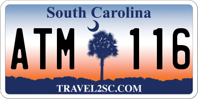 SC license plate ATM116