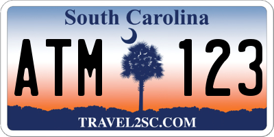 SC license plate ATM123
