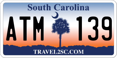 SC license plate ATM139