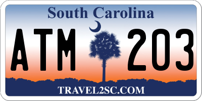 SC license plate ATM203