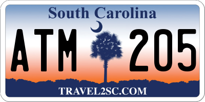 SC license plate ATM205