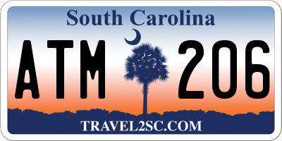 SC license plate ATM206