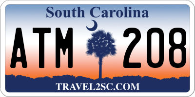 SC license plate ATM208
