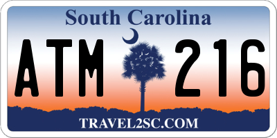 SC license plate ATM216