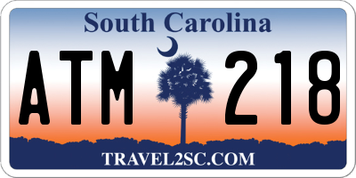 SC license plate ATM218
