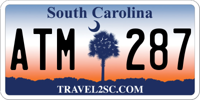 SC license plate ATM287