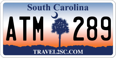 SC license plate ATM289