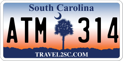 SC license plate ATM314