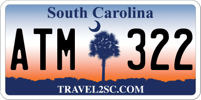 SC license plate ATM322