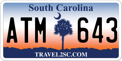 SC license plate ATM643