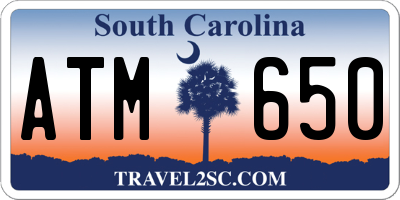 SC license plate ATM650