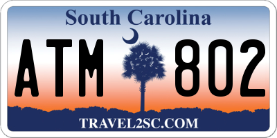 SC license plate ATM802