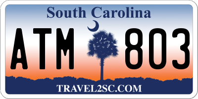 SC license plate ATM803