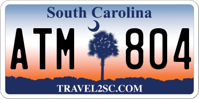 SC license plate ATM804