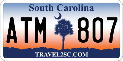 SC license plate ATM807