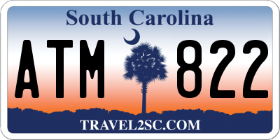 SC license plate ATM822