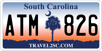 SC license plate ATM826