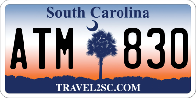 SC license plate ATM830
