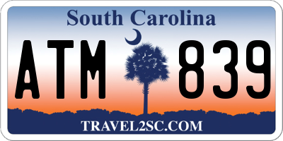 SC license plate ATM839