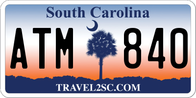 SC license plate ATM840