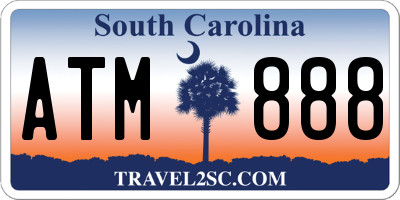 SC license plate ATM888