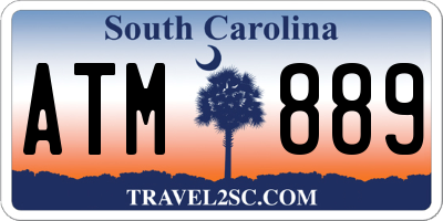 SC license plate ATM889