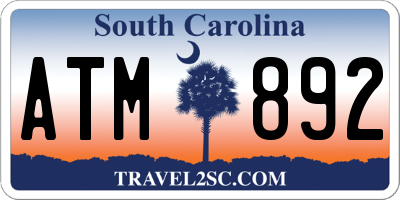 SC license plate ATM892