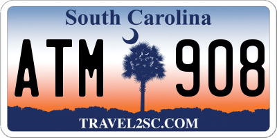 SC license plate ATM908