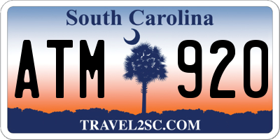 SC license plate ATM920