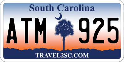 SC license plate ATM925