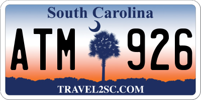SC license plate ATM926