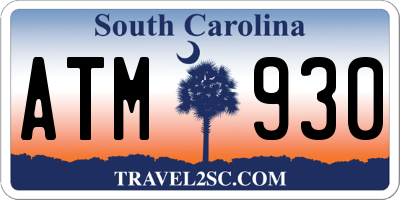 SC license plate ATM930