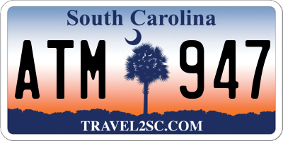 SC license plate ATM947