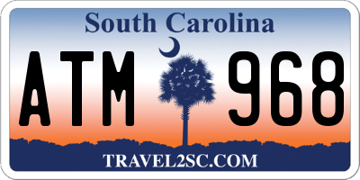 SC license plate ATM968