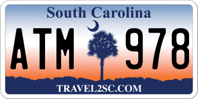 SC license plate ATM978
