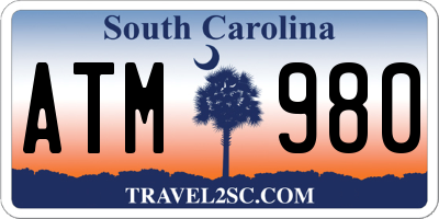 SC license plate ATM980