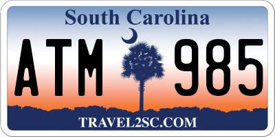 SC license plate ATM985