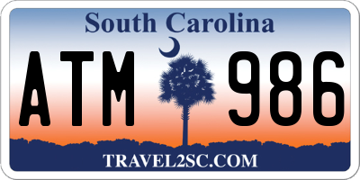 SC license plate ATM986