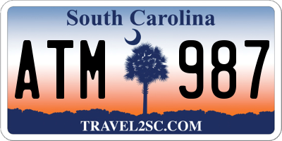SC license plate ATM987