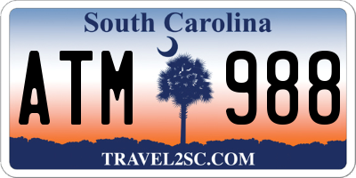 SC license plate ATM988