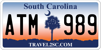 SC license plate ATM989