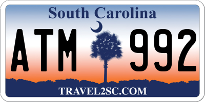 SC license plate ATM992