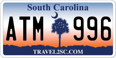 SC license plate ATM996