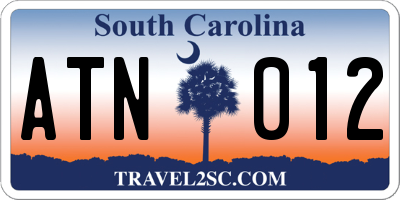 SC license plate ATN012