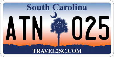 SC license plate ATN025