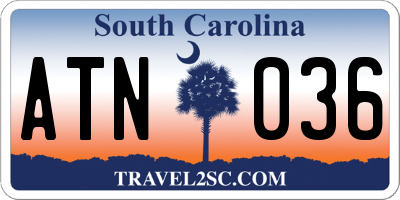 SC license plate ATN036