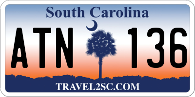 SC license plate ATN136