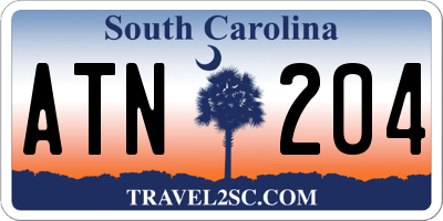 SC license plate ATN204