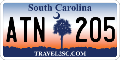 SC license plate ATN205